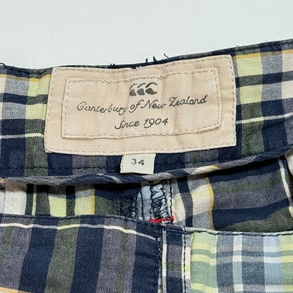 Canterbury Of New Zealand Shorts Mens Patchwork Plaid Cargo Size 34 - Picture 3 of 11